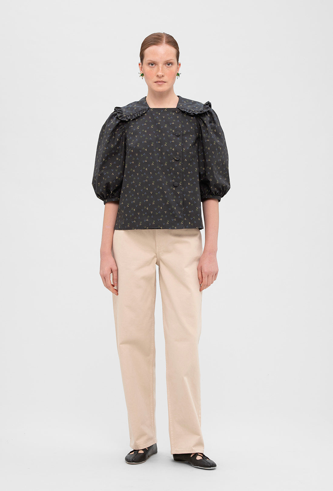 Brooke Blouse - Black Ditzy Floral