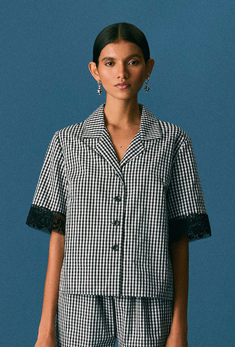 Dimity Blouse - Black Gingham