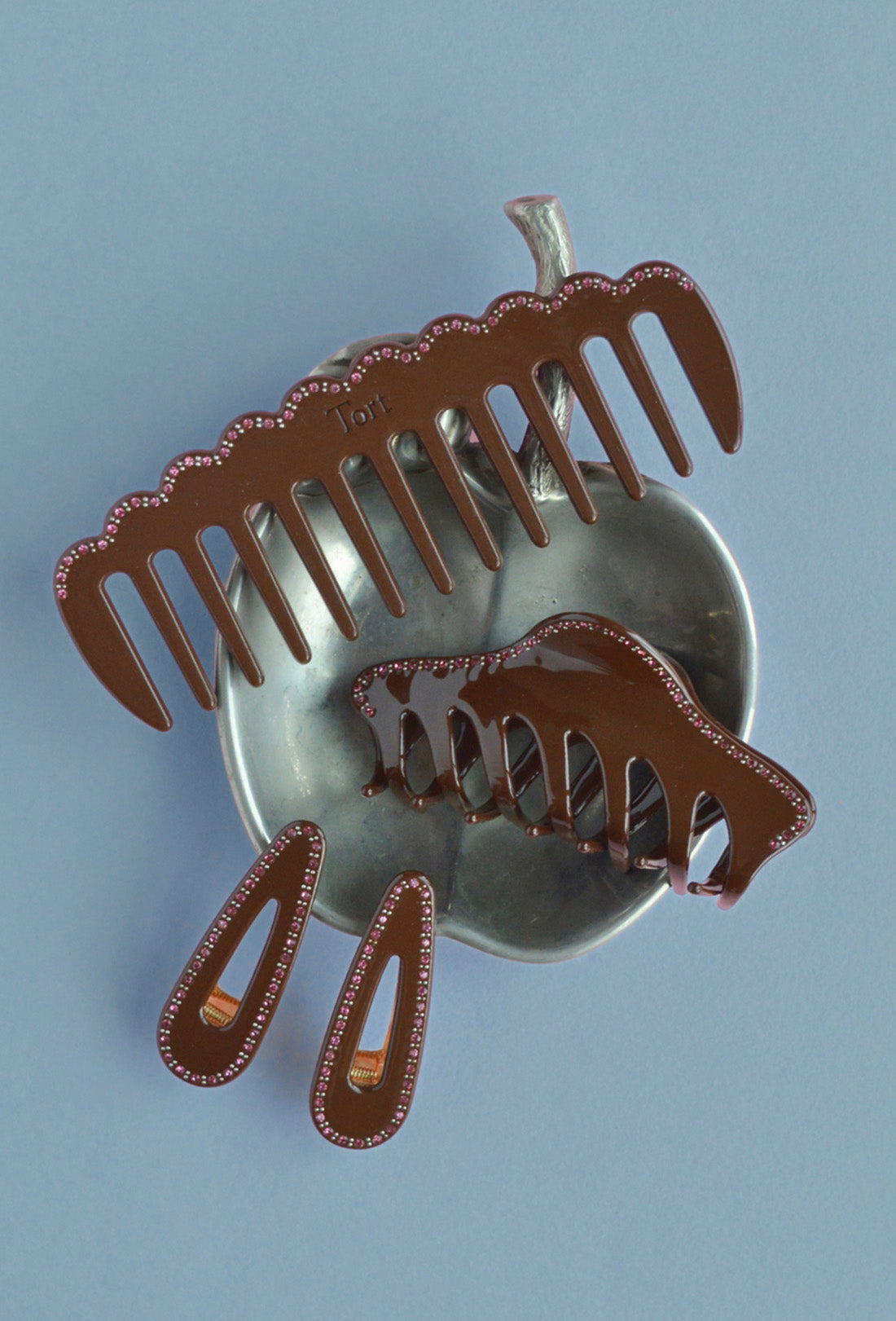 Tort x Shrimps Hana Clip - Brown Jewelled Rose