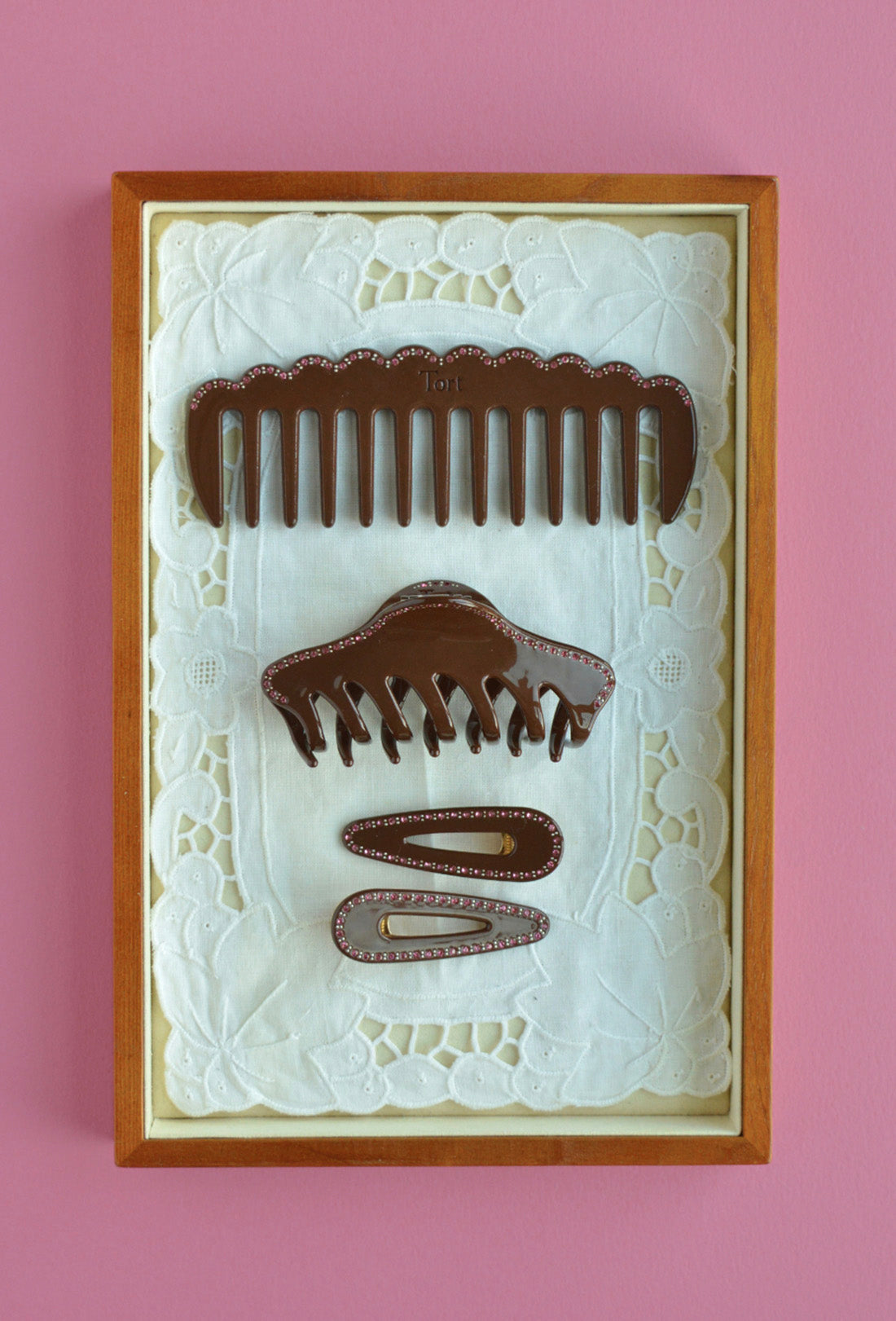 Tort x Shrimps Hana Clip - Brown Jewelled Rose
