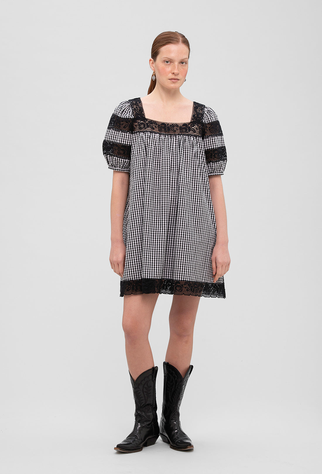 Rhodes Dress - Black Gingham