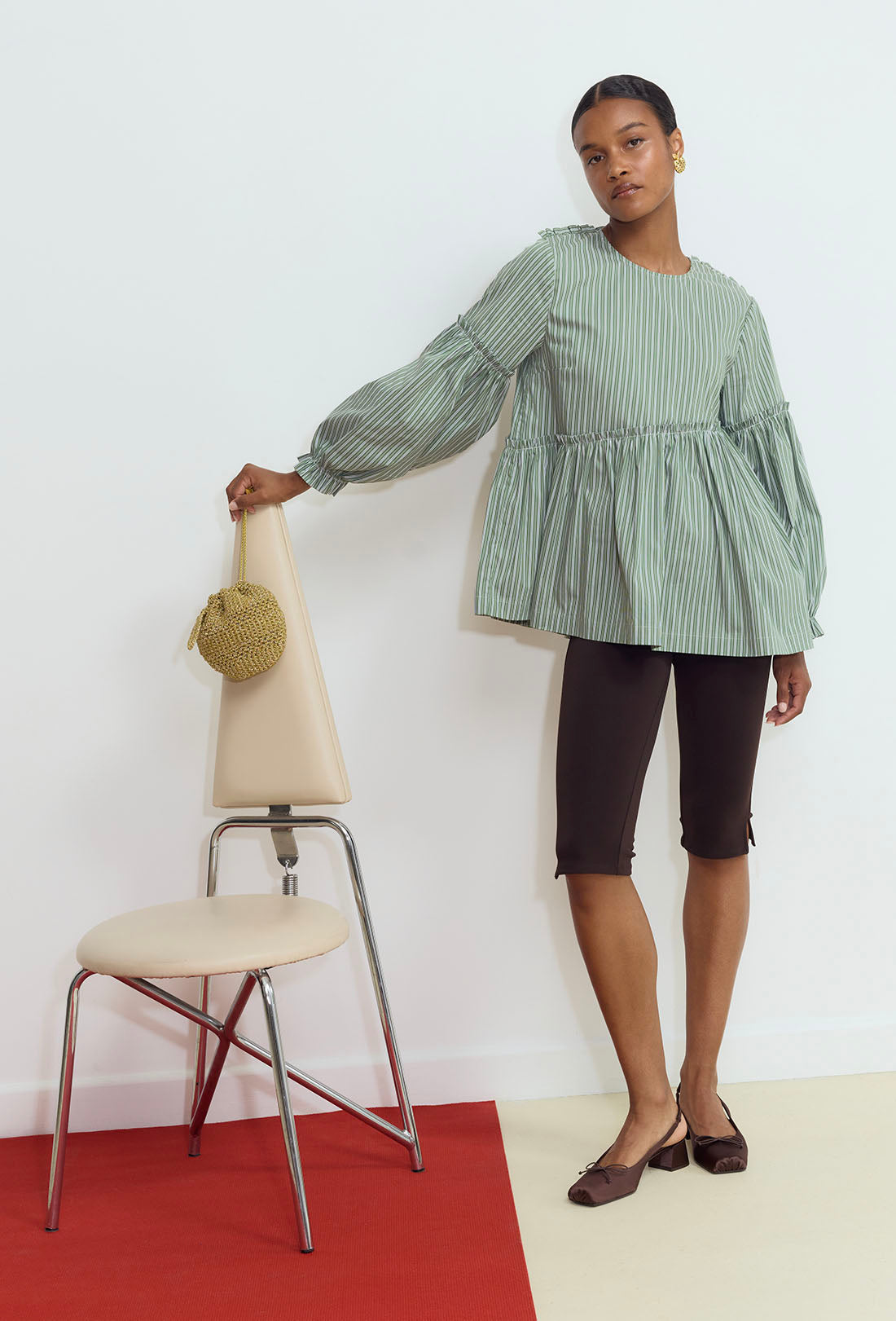 Anthea Blouse - Green Stripe