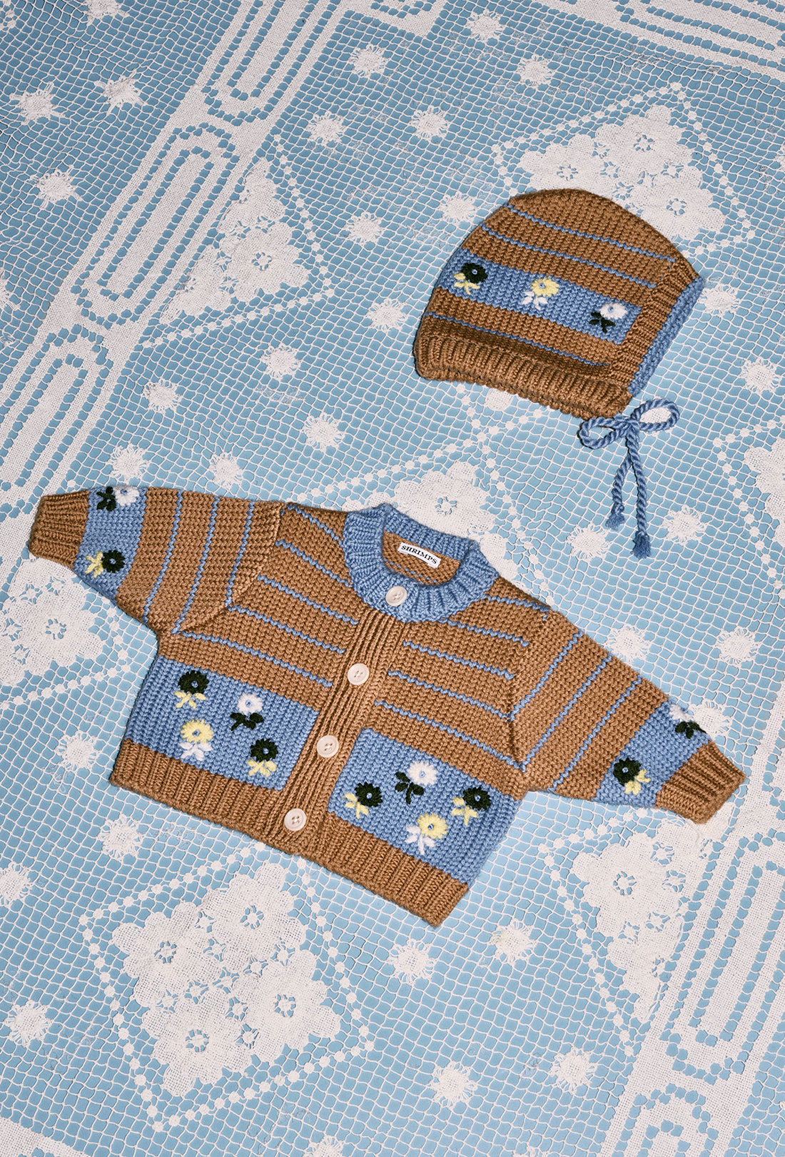 Delia Baby &amp; Kids Cardigan - Camel/Greek Blue