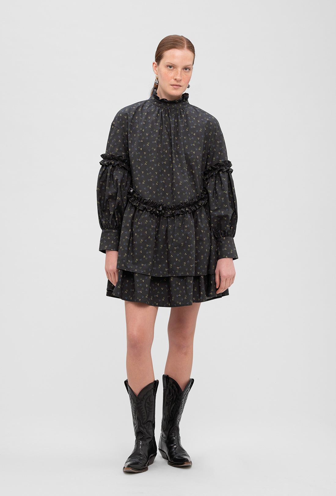 Irene Dress - Black Ditzy Floral