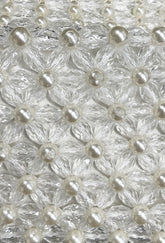 cream clear beaded pearl bag