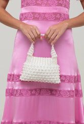 cream clear beaded pearl bag